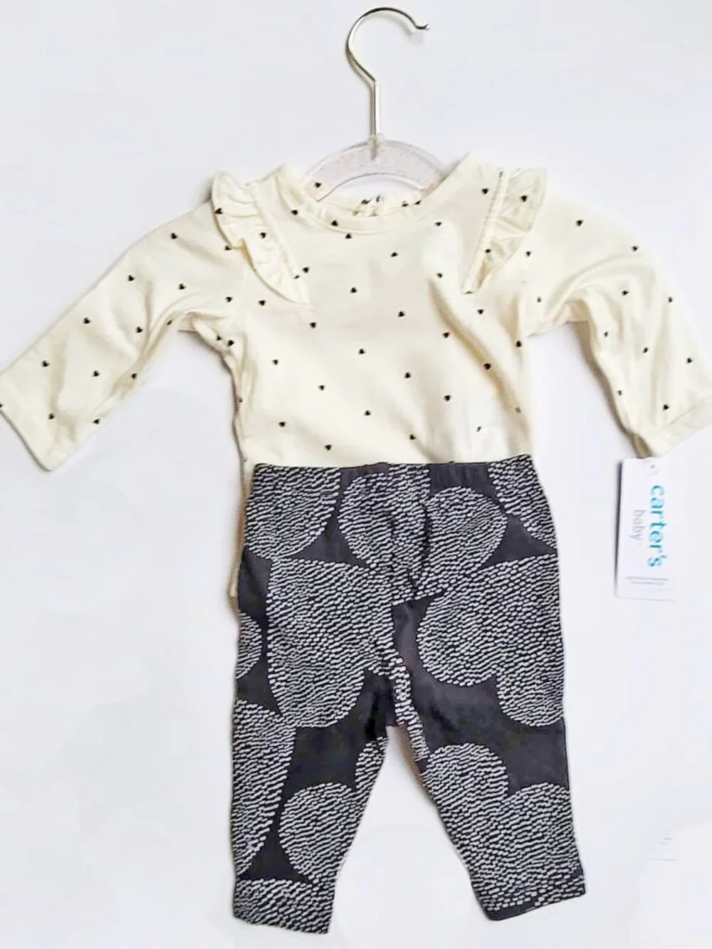 NWT Carter's Baby Girl 2-Piece Bodysuit & Pant Set – Black & white